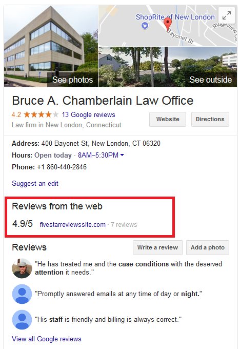 Bruce Chamberlain Attorney Reviews Map
