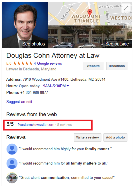 Douglas Cohn Attorney Reviews Map
