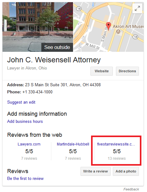 John Weisensell Attorney Reviews Map