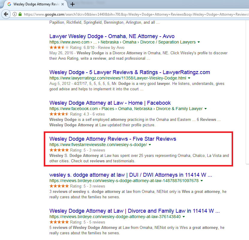 Wesley Dodge - Five Star Reviews - Online Reputation Management